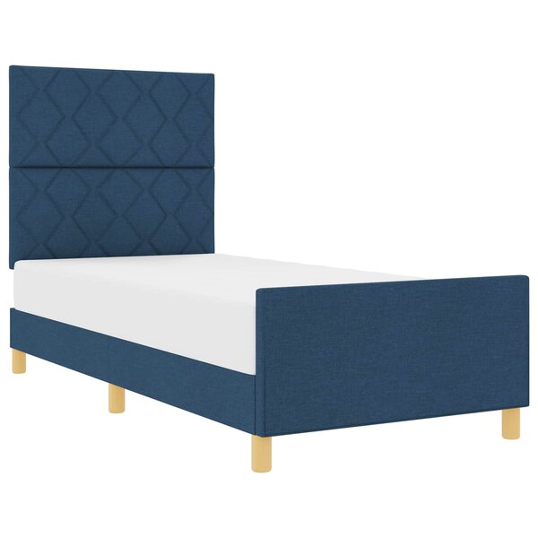 vidaXL Cadre de lit avec tête de lit Bleu 100 x 200 cm tissu