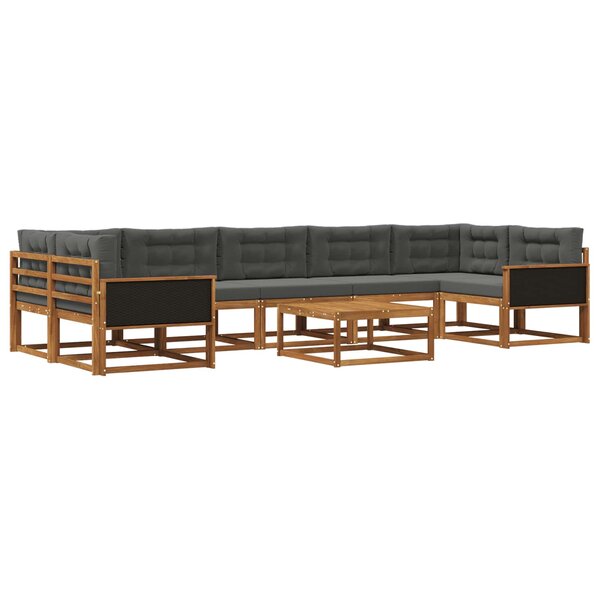 vidaXL Ensemble de canapés d'extérieur 8 Pièces Naturel et Anthracite