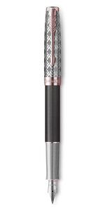 PARKER Sonnet Premium Stylo plume Métal et Laque Grise Plume fine 18k Coffret cadeau