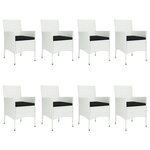 vidaXL Ensemble à manger de jardin et coussins 9 Pièces blanc poly rotin
