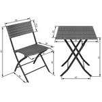 Tectake Salon de jardin TREVI 2 personnes - gris