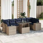 vidaXL Salon de jardin avec coussins 8 Pièces gris résine tressée acacia