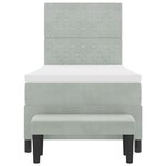 vidaXL Lit à Ressorts avec Matelas & Banc Gris Clair 100x200 cm Velours