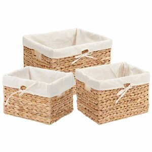 vidaXL Paniers de rangement 3 Pièces Naturel 35 x 30 x 25 cm
