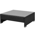 vidaXL Salon de jardin 7 Pièces avec baldaquin Résine tressée Noir