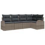 vidaXL Ensemble de canapé de jardin avec coussin 5 Pièces Gris Poly rotin