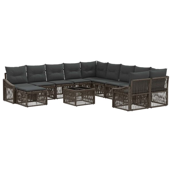 vidaXL Ensemble de canapé de jardin 12 pc Gris polyrotin