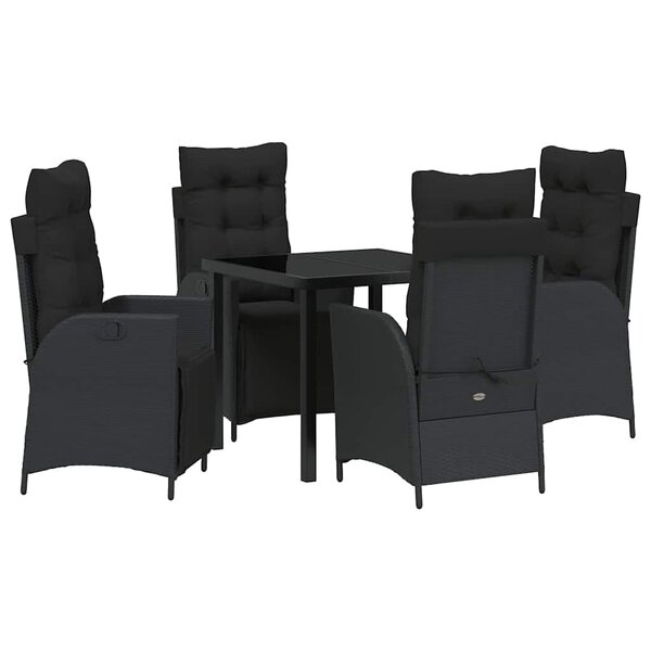 vidaXL Ensemble de salle à manger pour jardin 5 Pièces Noir Poly rotin