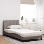 vidaXL Lit avec matelas Hanko taupe 100x200 cm tissu