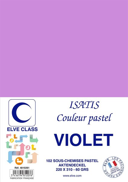 Paquet de 102 Sous-chemises 60 g 220 x 310 mm ISATIS Coloris Pastel Violet ELVE