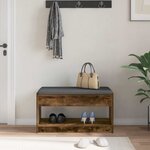 vidaXL Banc d'entrée avec coussin Chêne Fumé 83 x 38 x 45 cm