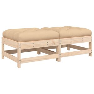 vidaXL Repose-pieds de jardin avec coussins lot de 2 bois pin massif