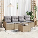 vidaXL Ensemble de canapé de jardin 5 Pièces Beige  Gris 55 x 55 x 37 cm
