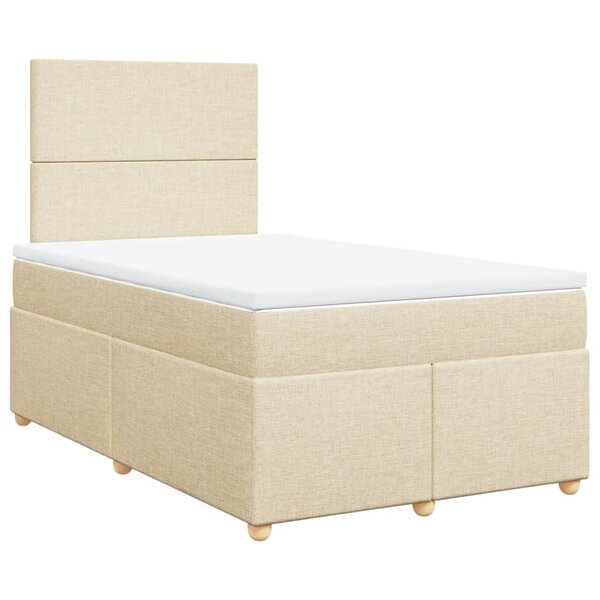 vidaXL Sommier à lattes de lit avec matelas crème 120x190 cm tissu