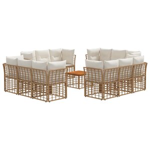 vidaXL Ensemble de canapés d'extérieur 13 Pièces Blanc Naturel et Crème