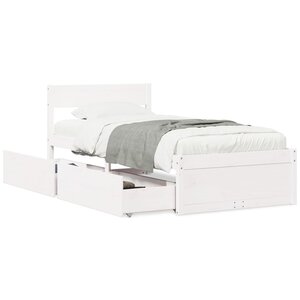 vidaXL Cadre de lit sans matelas blanc 75x190 cm bois de pin massif
