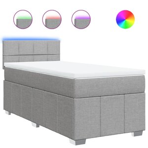 vidaXL Sommier à lattes de lit et matelas Gris clair 90x190 cm Tissu