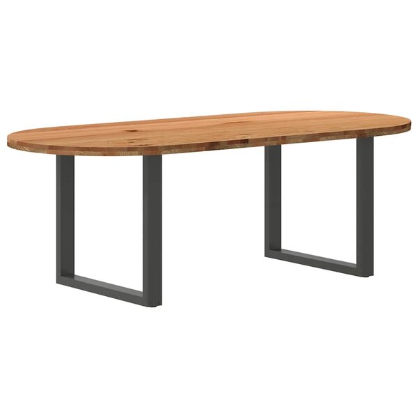 vidaXL Table à manger 220x100x74 cm bois de chêne massif ovale