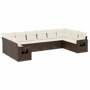 vidaXL Salon de jardin 10 Pièces avec coussins marron résine tressée