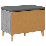 vidaXL Banc d'entrée avec coussin Gris Sonoma 60 x 38 x 46 cm