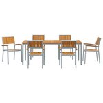 vidaXL Ensemble de salle à manger de jardin 7 pièces en bois d'acacia massif et métal