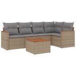 vidaXL Salon de jardin avec coussins 6 Pièces beige résine tressée