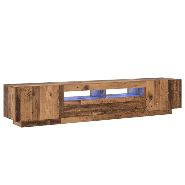 vidaXL Meuble TV avec lumières LED vieux bois bois d'ingénierie