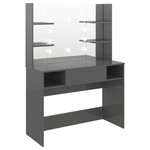 vidaXL Table de maquillage avec éclairage LED MDF Gris brillant