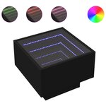 vidaXL Table d'appoint avec LED noir 40x40x30 cm bois d'ingénierie