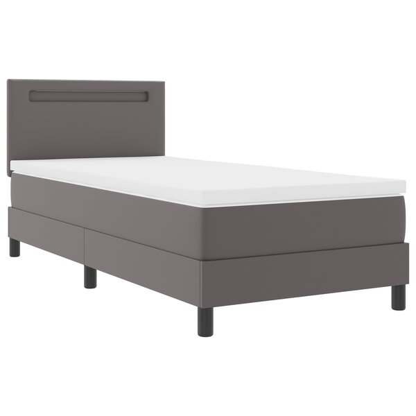 vidaXL Lit Box Spring avec matelas gris  100 x 200 cm  simili cuir