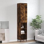 vidaXL Buffet haut Chêne fumé 34 5x34x180 cm Bois d'ingénierie