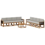 vidaXL Ensemble de canapés d'extérieur 9 pc Naturel et gris clair