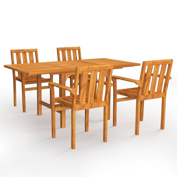 vidaXL Ensemble à manger de jardin 5 Pièces Bois de teck massif