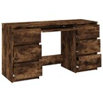 Bureau table poste de travail meuble d'ordinateur informatique étude chêne fumé 140 x 50 x 77 cm bois d'ingénierie brun 02_0023586