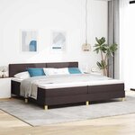 vidaXL Lit à sommier avec matelas et LED Marron Foncé 200x200 cm Tissu