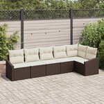 vidaXL Ensemble de canapé de jardin 6 Pièces Marron Poly rotin