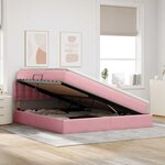 vidaXL Lit de rangement LED avec matelas Rose 160 x 200 cm Velours