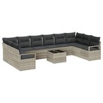 vidaXL Ensemble de canapé de jardin 11 Pièces Gris clair Poly rotin