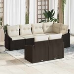 vidaXL Ensemble de canapé de jardin 7 Pièces Marron Poly rotin