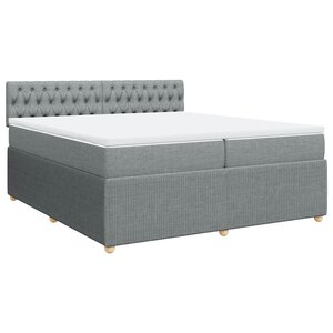 vidaXL Sommier à lattes de lit avec matelas Gris clair 200x200cm Tissu
