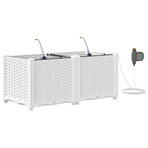 vidaXL Cache-pot de jardin 2 Pièces Blanc Acier