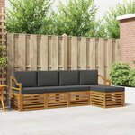 vidaXL Ensemble de canapés d'extérieur 5 Pièces Naturel et Anthracite