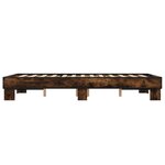 vidaXL Cadre de lit chêne fumé 140x200 cm bois d'ingénierie et métal