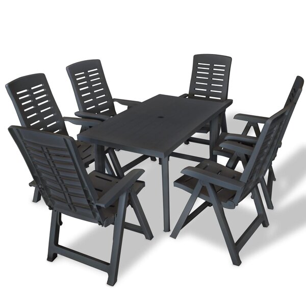 vidaXL Ensemble à manger d'extérieur 7 Pièces Plastique Anthracite