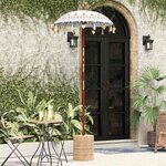 vidaXL Parasol balinais 260 Crème 95-100 cm Coton et bois massif