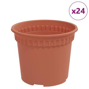 vidaXL Pot à fleurs rond 24 pc Rouge brique Ø 12 5 x 10 cm Plastique