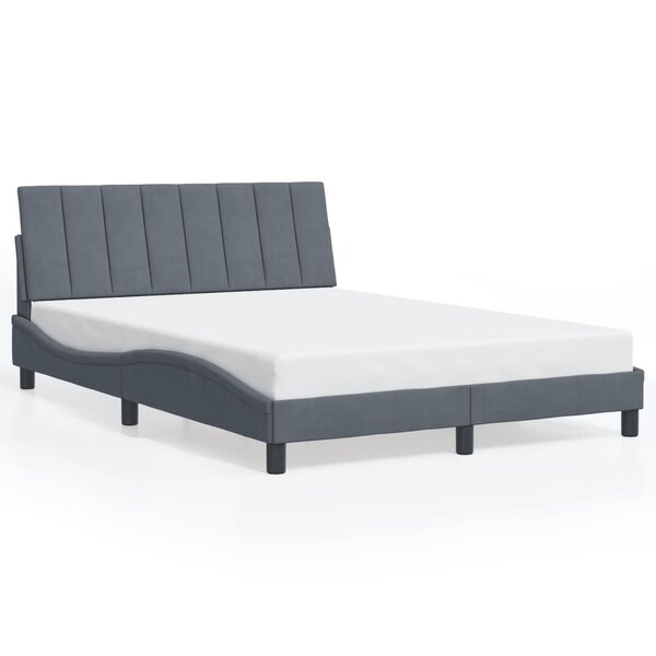 vidaXL Cadre de lit sans matelas Hanko gris foncé 140x190 cm velours