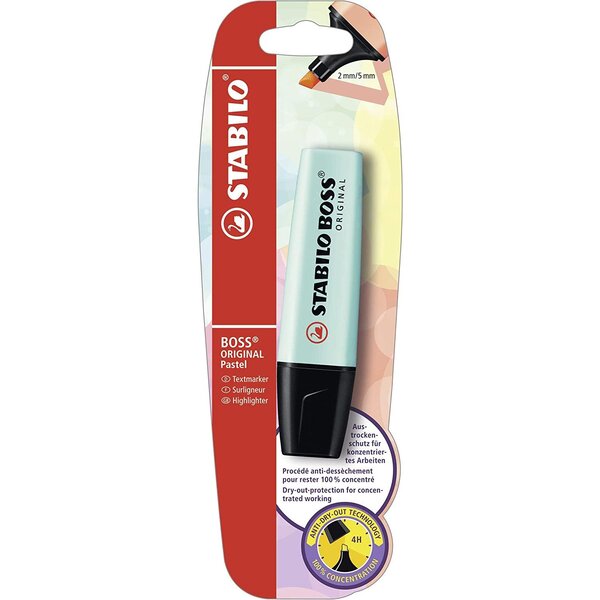 Blister 1 surligneur STABILO BOSS ORIGINAL Pastel - touche de turquoise STABILO