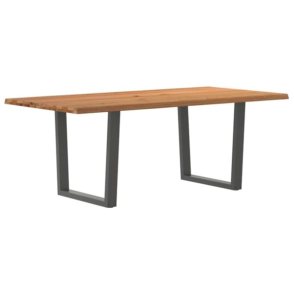 vidaXL Table à manger avec bord naturel 200x100x74cm bois massif chêne