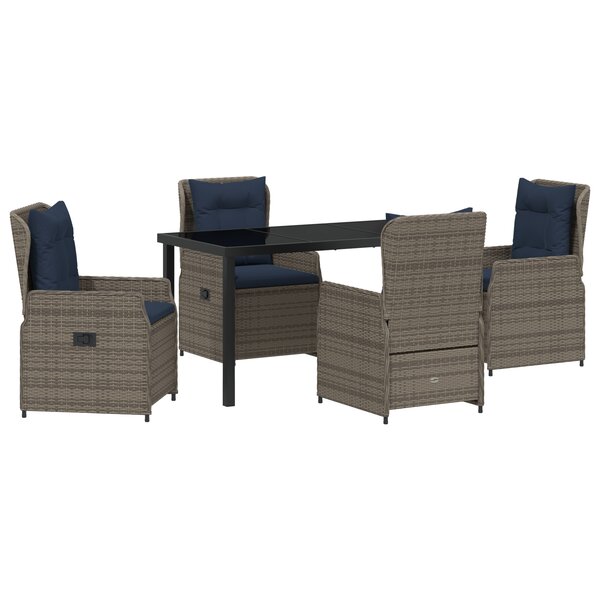 vidaXL Ensemble de salle à manger de jardin 5 pièces en rattan poly gris